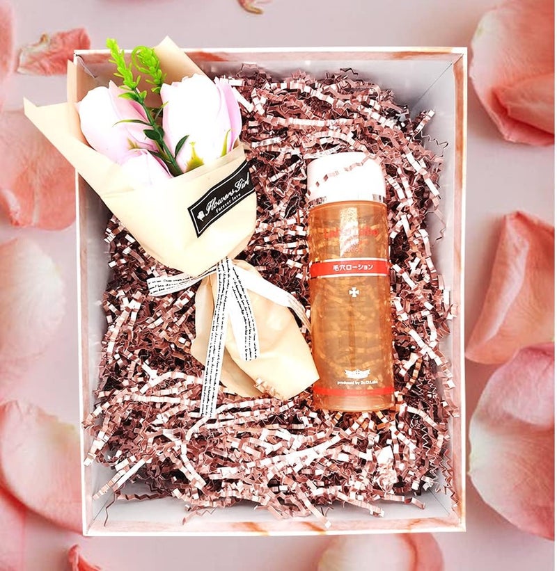 Keoferlo Shredded Paper Pink Basket Filler 1/2 LB Gift Box Crinkle Cut Paper Shredded Stuffing Rose Pink Grass for Easter Packing Shipping Decorations Wrappings - Image 4